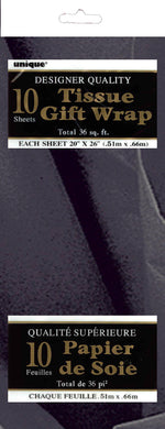 10 Pack Black Tissue Sheets - 51cm x 66cm - The Base Warehouse