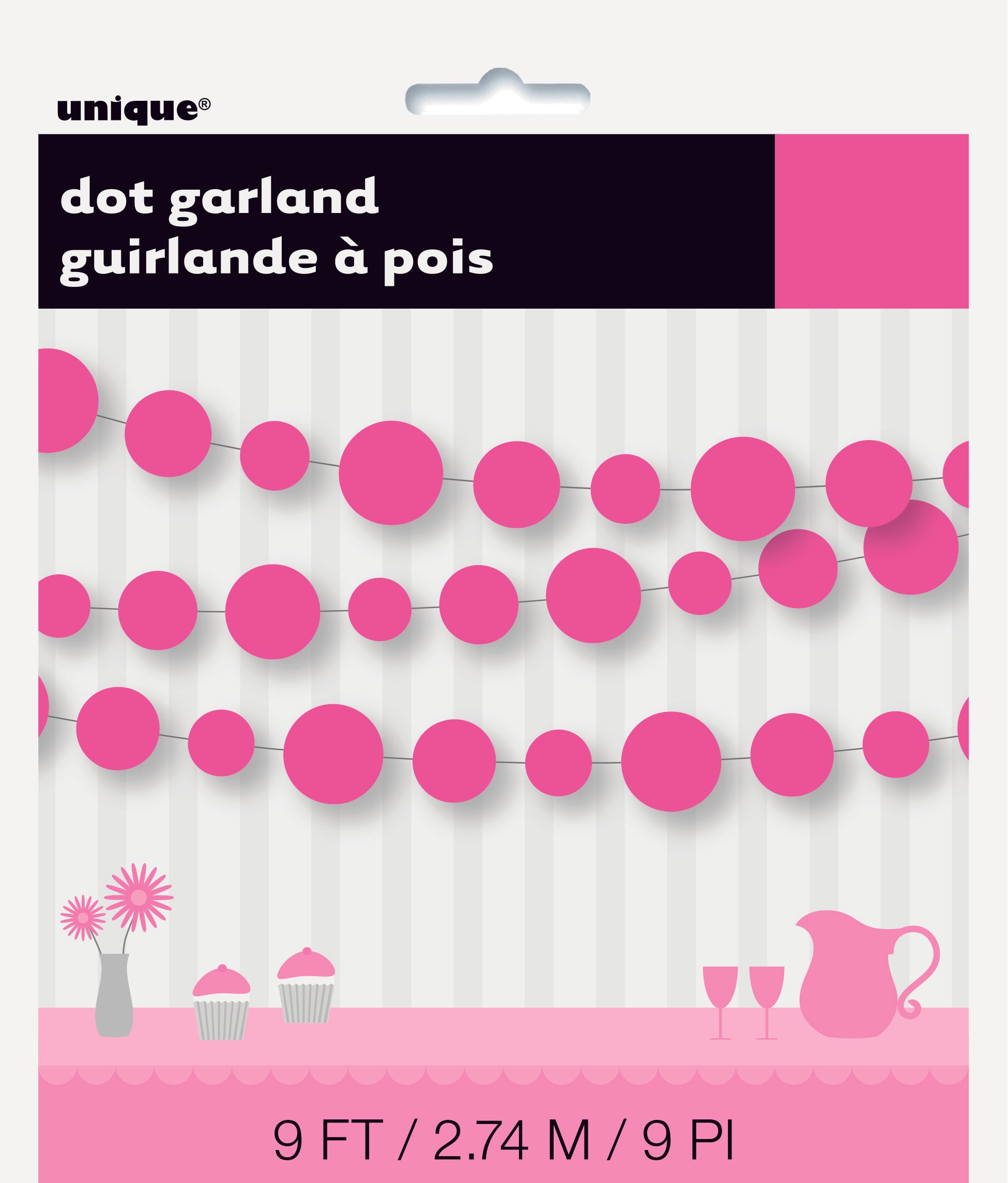 Hot Pink Dots Paper Garland - 2.7m