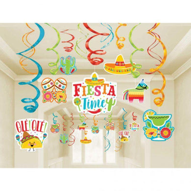 Fiesta Hanging Hanging Swirl Decorations Mega Pack - The Base Warehouse