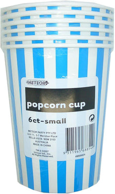 6 Pack Royal Blue Stripes Paper Popcorn Cups 945ml - 14cm x W 11.5cm - The Base Warehouse