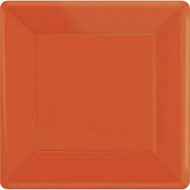 20 Pack Orange Square Paper Plates - 26cm - The Base Warehouse