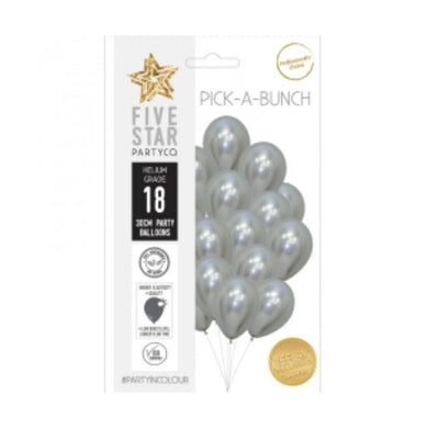 18 Pack Reflex Silver Latex Balloons - 30cm - The Base Warehouse