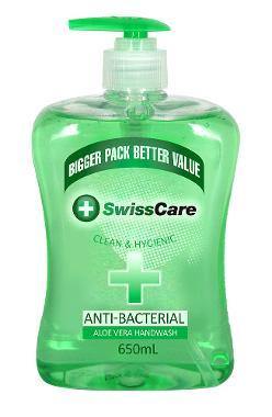 Swisscare AntiBacterial Aloe Vera Hand Wash - 650ml - The Base Warehouse