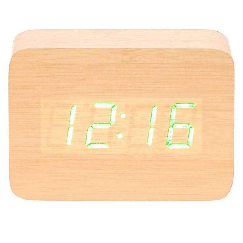 Wooden Cuboids LED Table Clock | The Base Warehouse