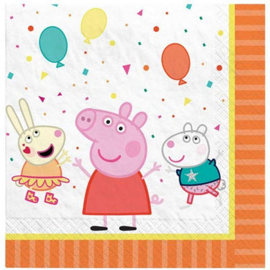 16 Pack Peppa Pig Confetti Party Lunch Napkins - 33cm x 33cm - The Base Warehouse