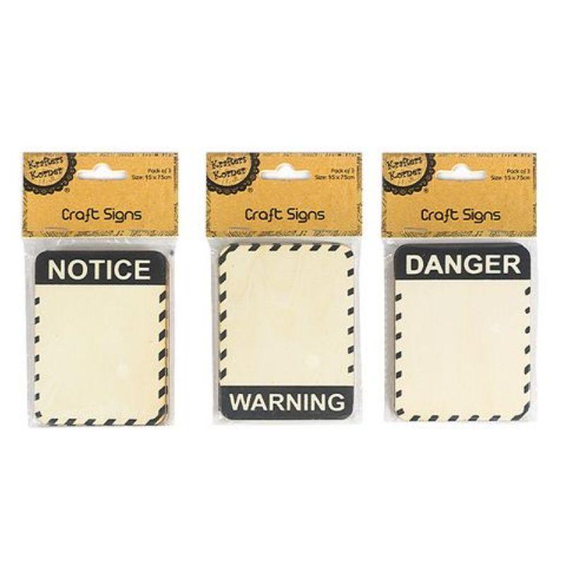 3 Pack Wooden Craft Signs - 10cm x 8cm | The Base Warehouse