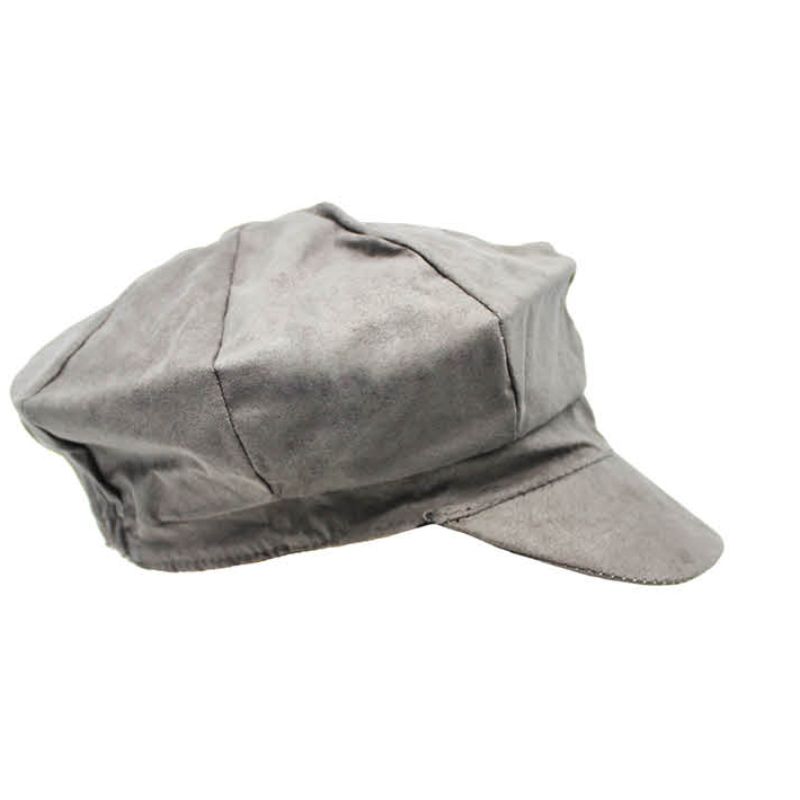 Light Grey 8 Panel Poor Boy Suede Cap | The Base Warehouse