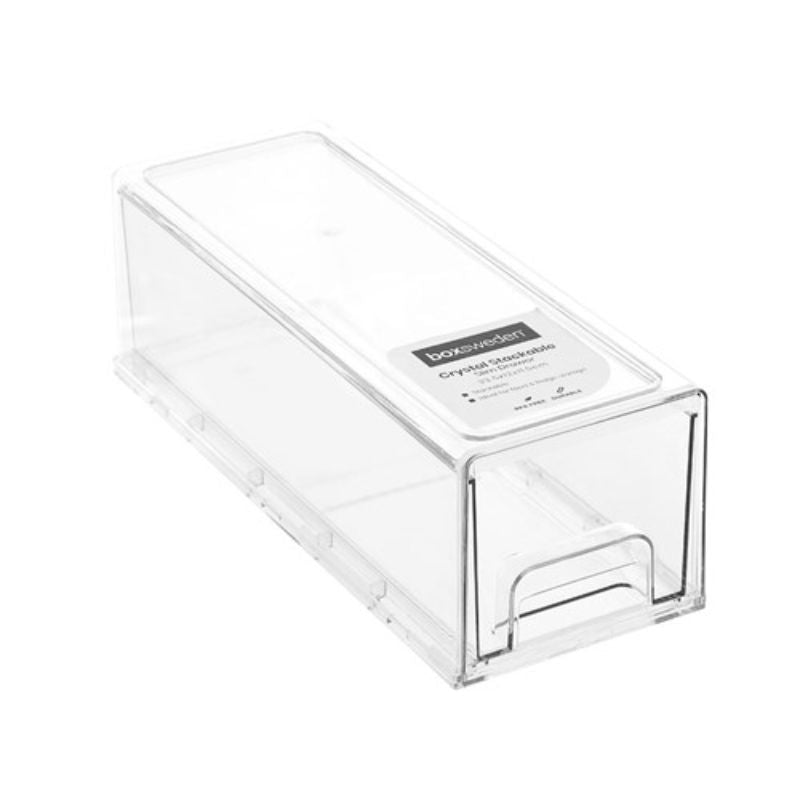 Crystal Stackable Slim Drawer - 33.5cm x 12cm x 11.5cm | The Base Warehouse