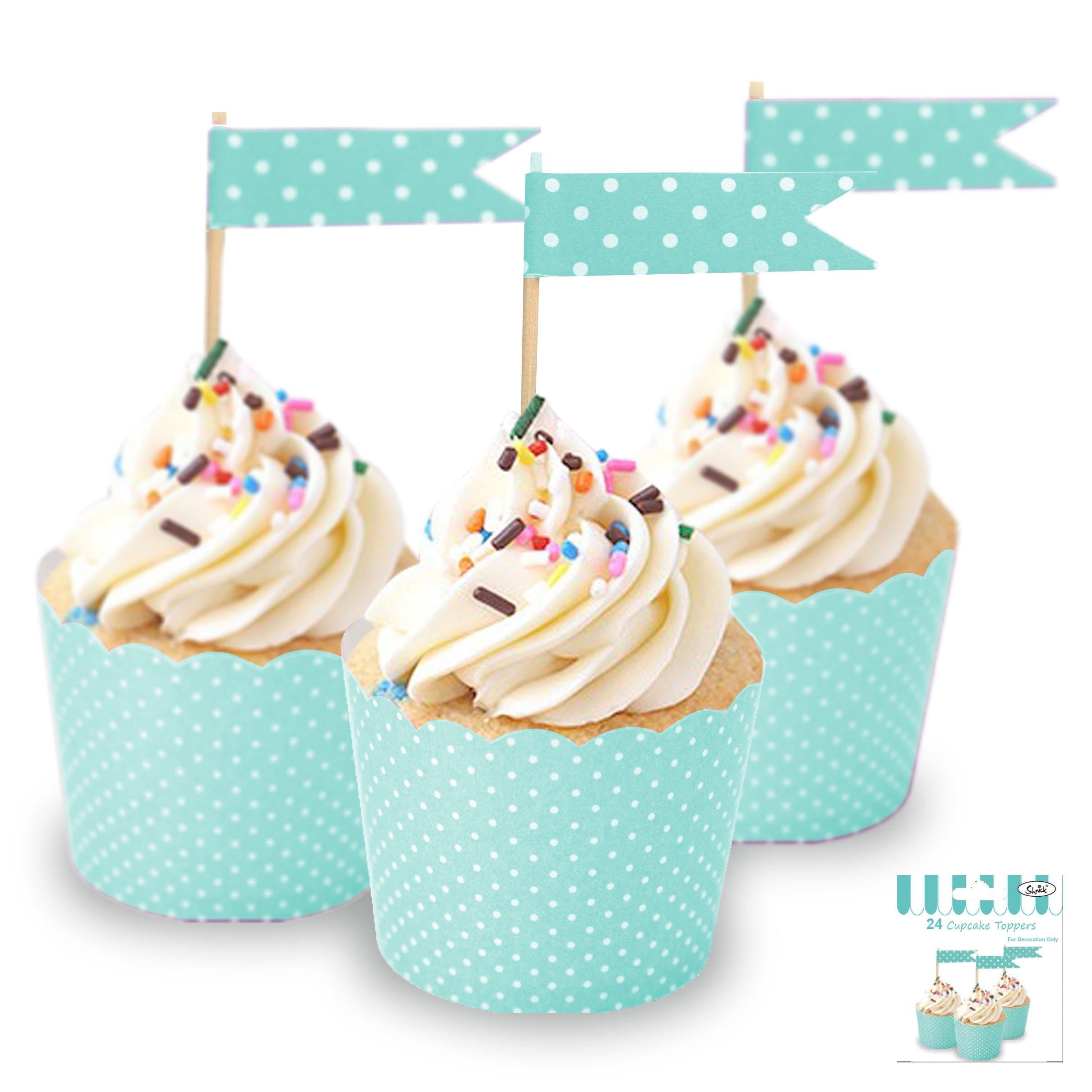 24 Pack Teal Blue Cupcake Topper - The Base Warehouse