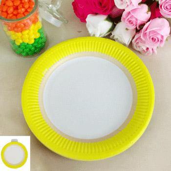 12 Pack Yellow Sorbet Paper Plate - 23cm - The Base Warehouse