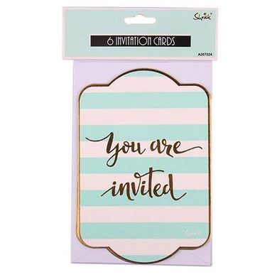 6 Pack Mint Invitation Cards Plus Envelopes - The Base Warehouse
