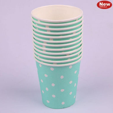 12 Pack Mint Dotty Paper Cups - 200ml - The Base Warehouse