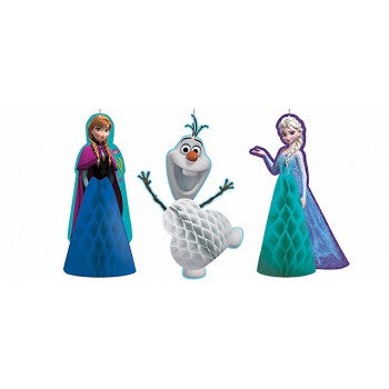 3 Pack Frozen & Olaf Honeycomb Hanging Decoration