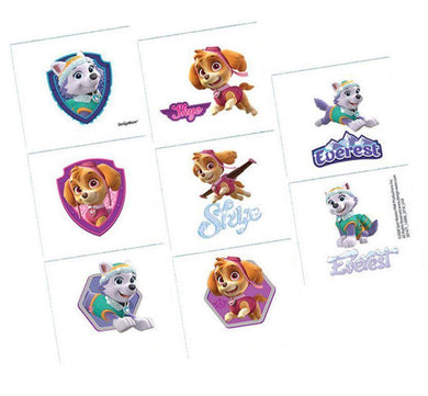 8 Pack Assorted Paw Patrol Girls Tattoos Set - The Base Warehouse