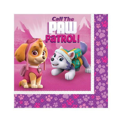 16 Pack Paw Patrol Girls Luncheon Napkins - 33cm - The Base Warehouse