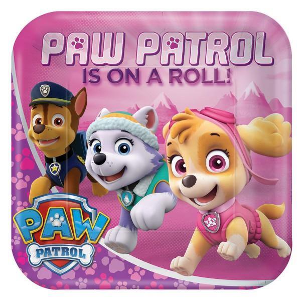 8 Pack Paw Patrol Girls Dinner Plates Square - 23cm - The Base Warehouse