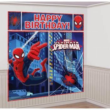 Spiderman Scene Happy Birthday Setter Wall Decoration - 150cm - The Base Warehouse