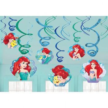12 Pack Little Mermaid Ariel Dream Big Hanging Swirls - 18cm - The Base Warehouse