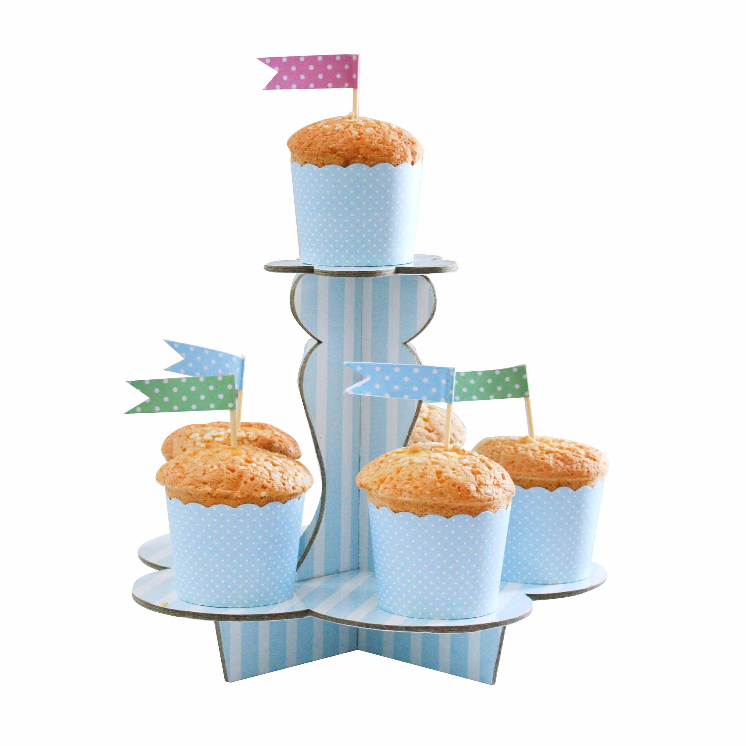Pastel Blue 2-Tier Paper Cupcake Stand - The Base Warehouse