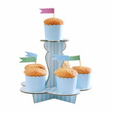 Load image into Gallery viewer, Pastel Blue 2-Tier Paper Cupcake Stand - The Base Warehouse
