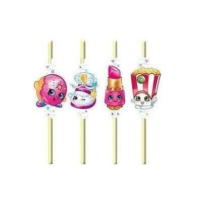 8 Pack Shopkins Straws Assorted Designs - The Base Warehouse