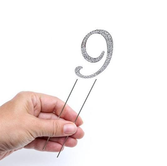 Number 9 Diamante Cake Topper - 7.5cm - The Base Warehouse
