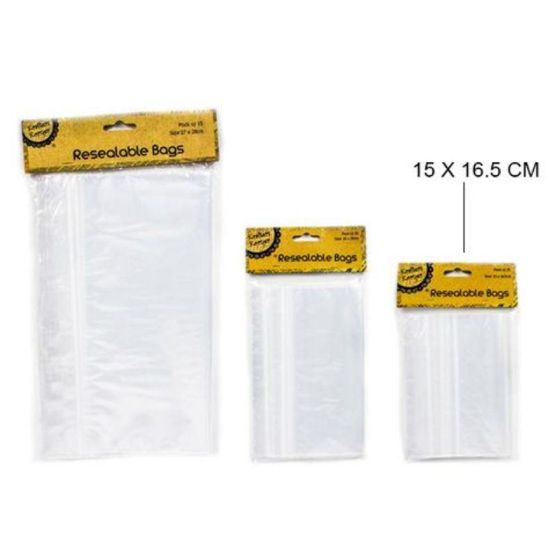 25 Pack Resealable Bags - 15cm x 16.5cm - The Base Warehouse