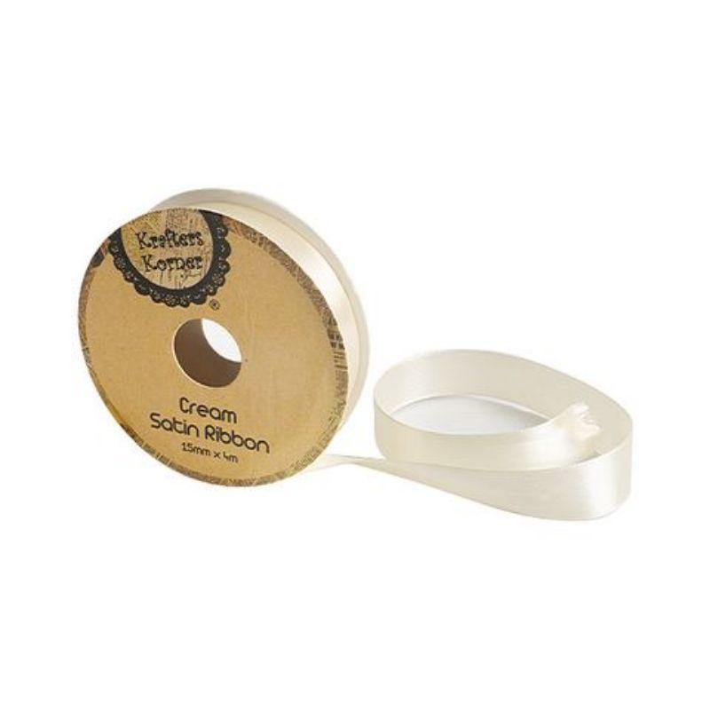 Satin Cream Ribbon - 1.5cm x 400cm | The Base Warehouse