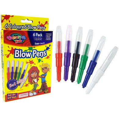 6 Pack Colour Magic Blow Pens - The Base Warehouse