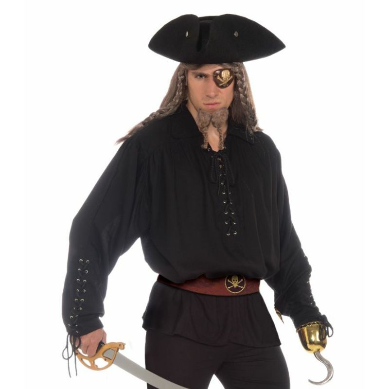 Adults Black Pirate Buccaneer Shirt