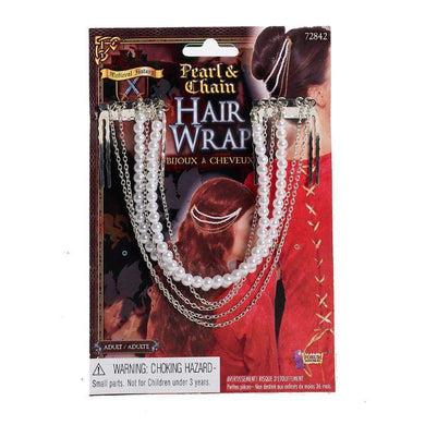 Womens Pearl & Chain Hair Wrap - The Base Warehouse