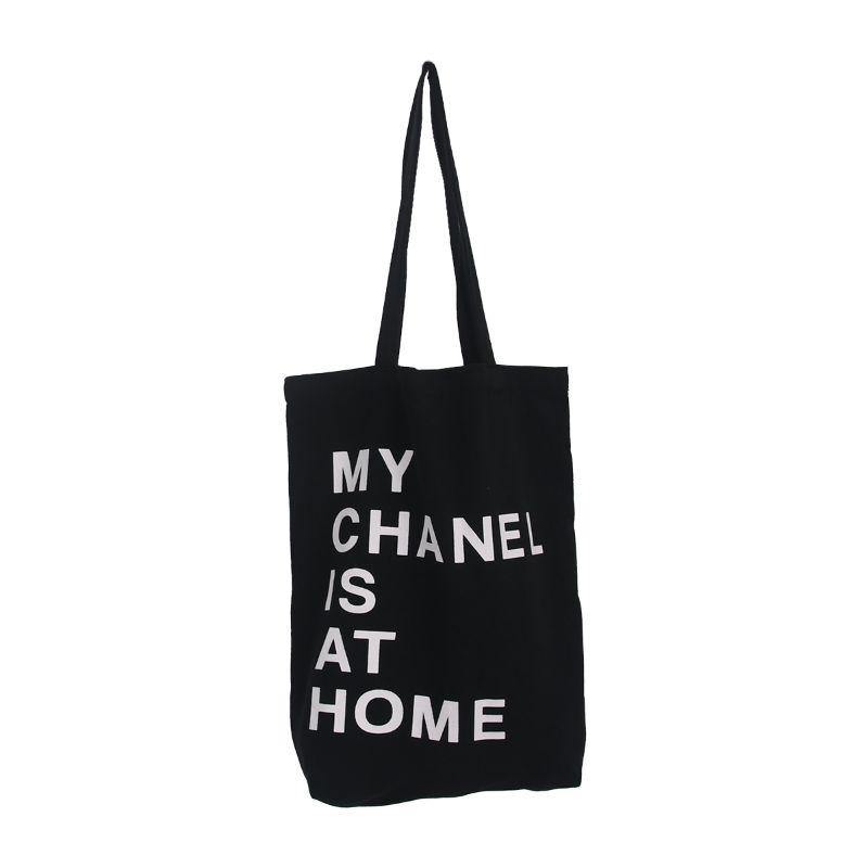 My Chanel is at Home Black Canvas Tote Bag