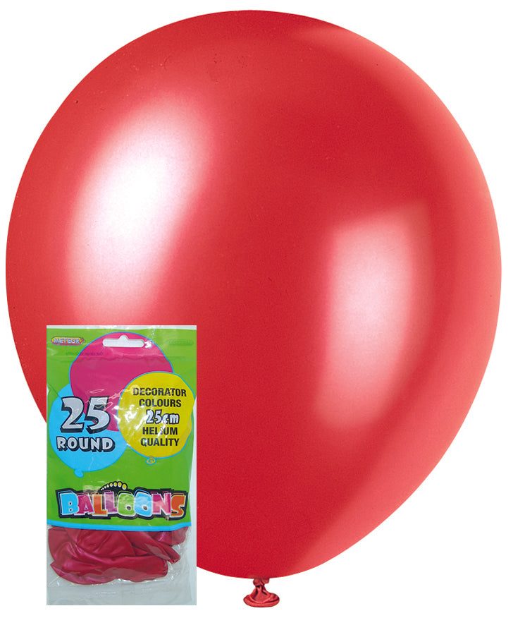 25 Pack Pearl Frosted Red Latex Balloons - 25cm