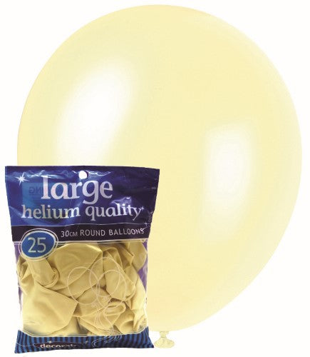 25 Pack Ivory Latex Balloons - 30cm