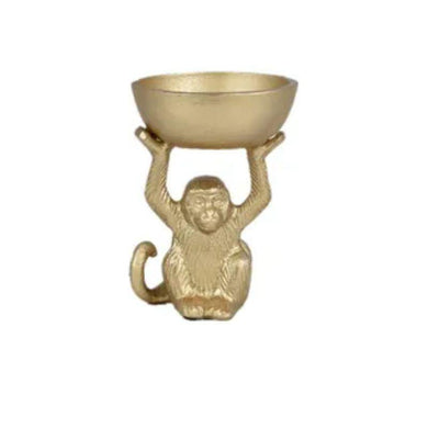 Gold Mal Monkey Resin Bowl Sculpture - 13cm x 14cm - The Base Warehouse