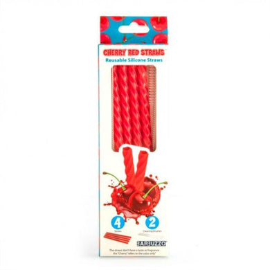 4 Pack Cherry Red Reusable Silicone Straws - 23cm - The Base Warehouse