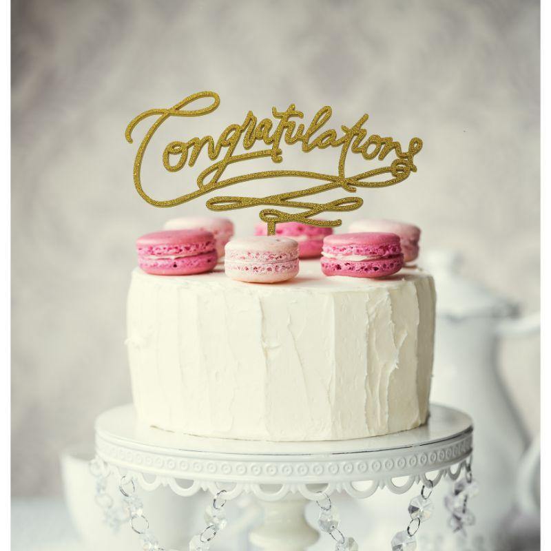 CONGRATULATIONS Gold Cake Topper - 180mm x 90mm | The Base Warehouse