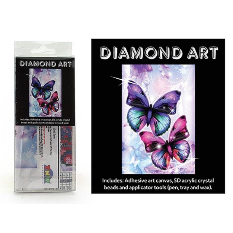 Diamond Art Kit 5D - Pink/Purple Butterfly - 15cm x 20cm - The Base Warehouse