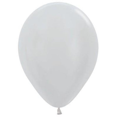 50 Pack Metallic Pearl Silver Latex Balloon - 12cm - The Base Warehouse
