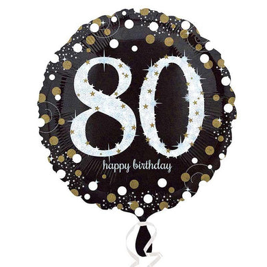 Happy 80th Birthday Sparkling Holographic Foil Balloon - 45cm - The Base Warehouse