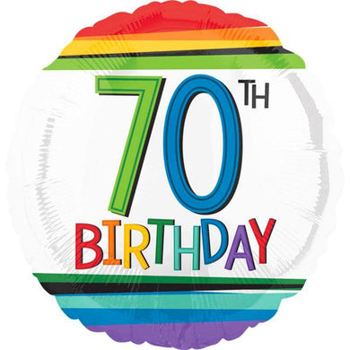 Happy 70th Birthday Rainbow Balloon - 45cm - The Base Warehouse