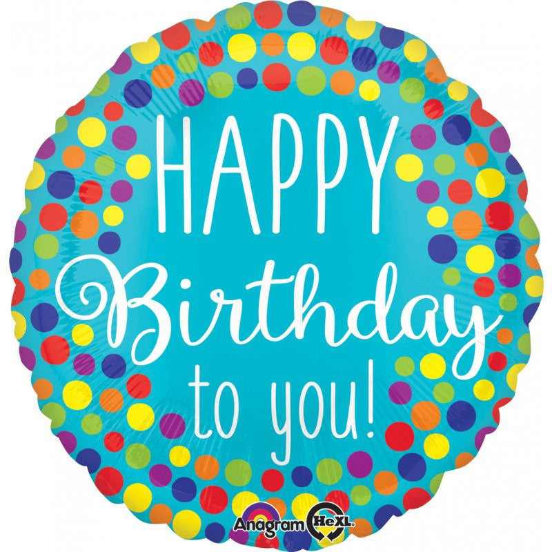 Happy Birthday to You! Multicolored Dots Foil Balloon - 45cm