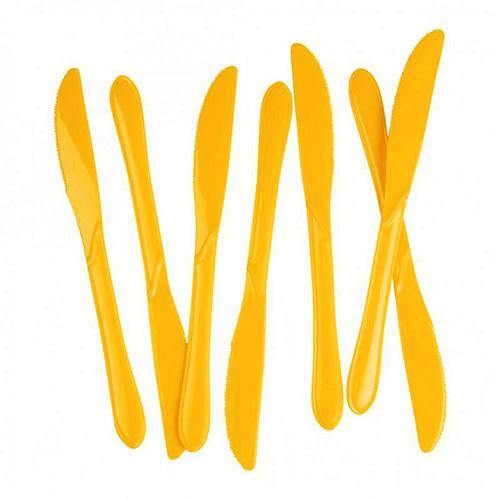 25 Pack Yellow Plastic Knives - 19cm - The Base Warehouse