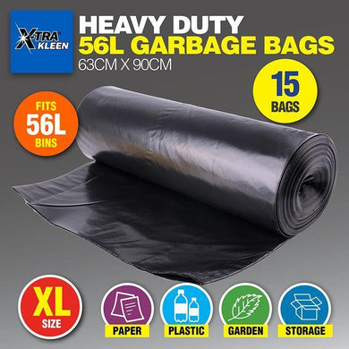 15 Pack Heavy Duty Garbage Bags - 56L - The Base Warehouse